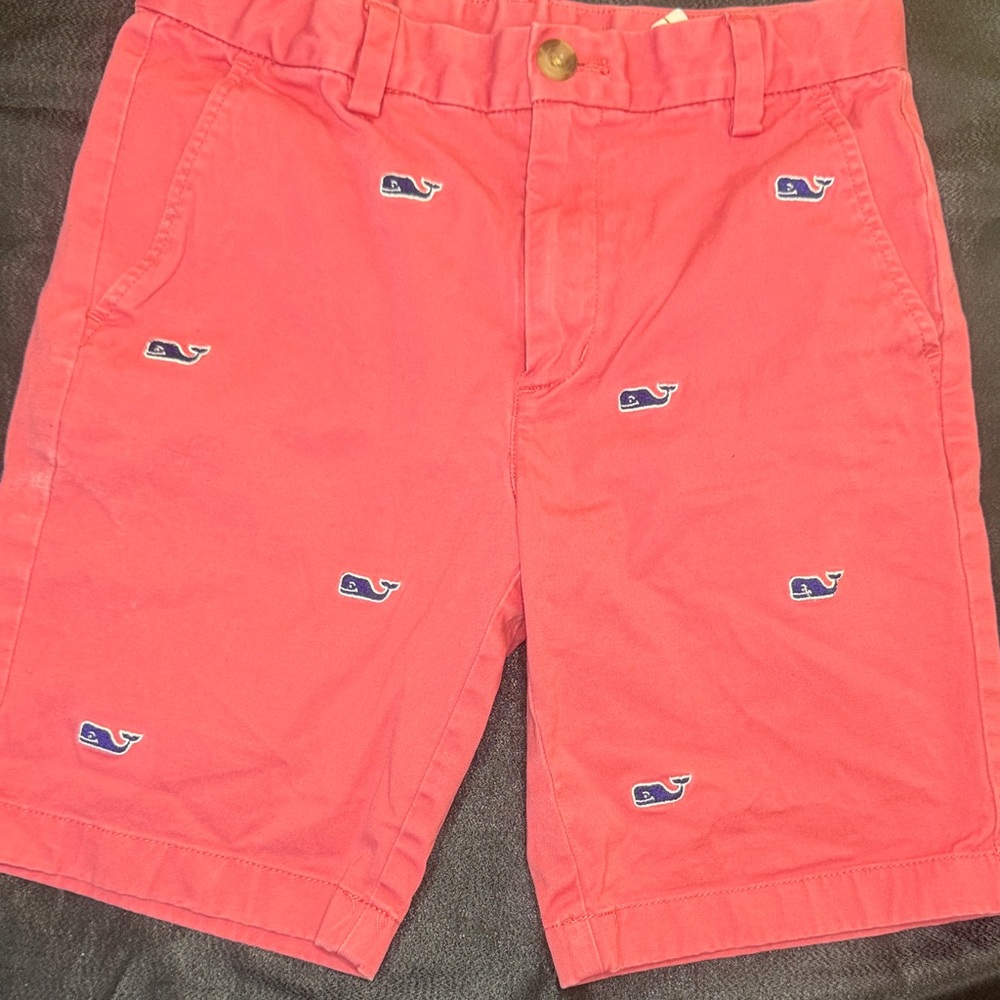 Vineyard Vines Red Shorts with Whale Embroidery